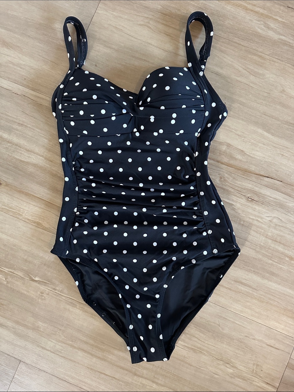 Women’s Black Polka Dot One-Piece Tummy Control Swimsuit